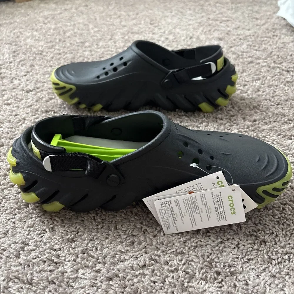 Crocs Echo Icey Ro Clog 211458-001 Icy Black Green Shoes Sandals Mens Sz 11 New